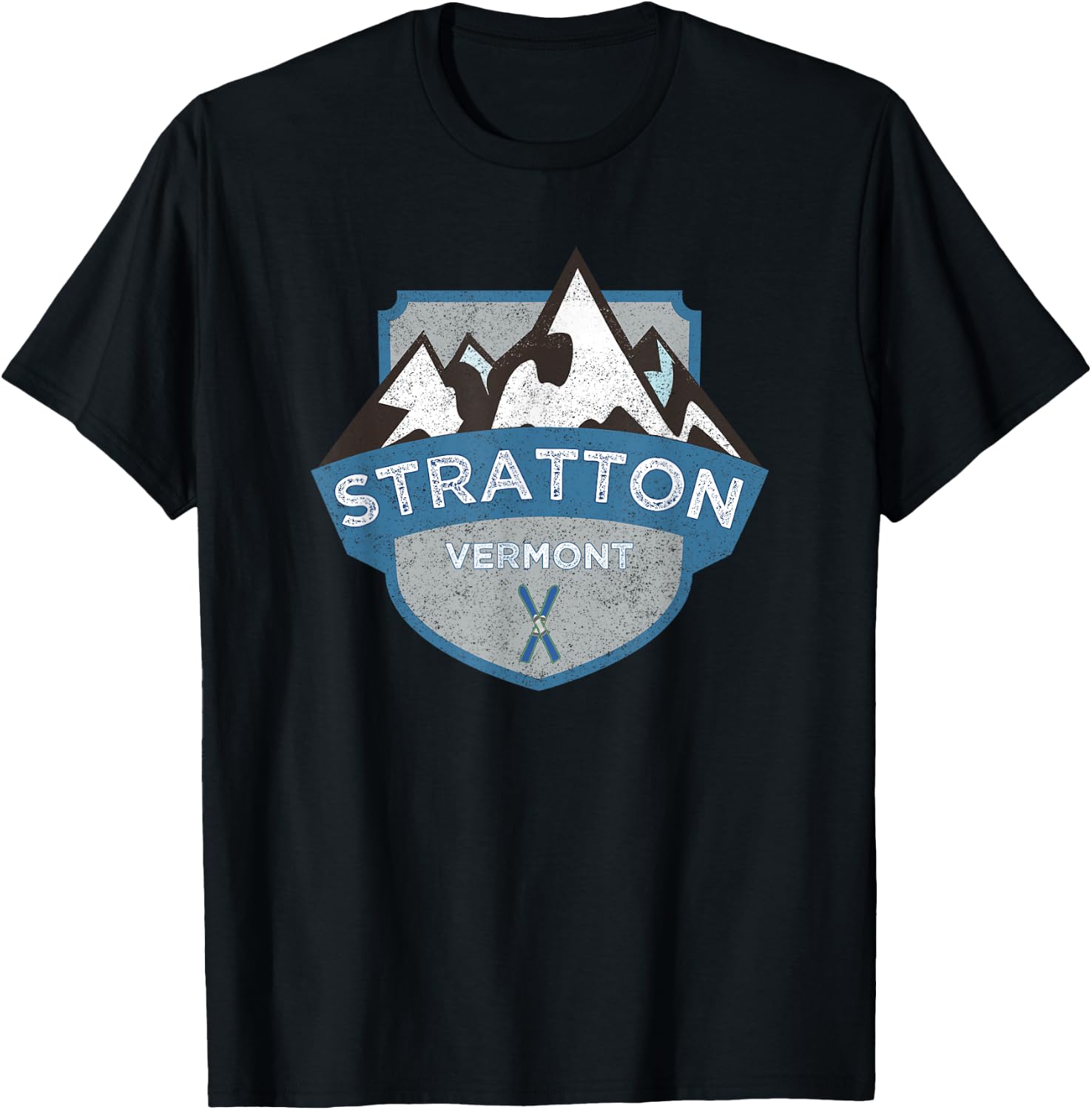 Vintage Stratton, Vermont Illustration / Retro Logo Ski T-Shirt - T-Shirt | Black