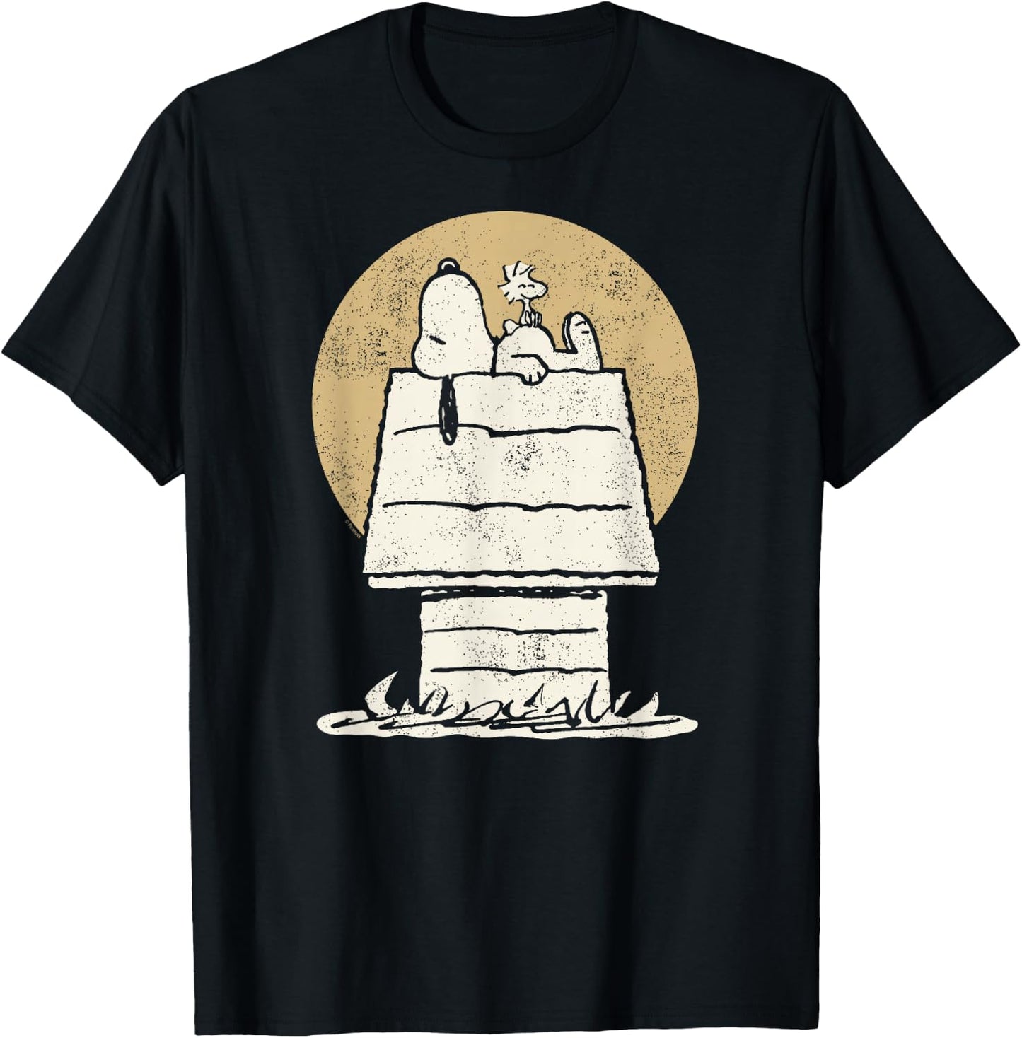 Peanuts - Snoopy Woodstock Doghouse T-Shirt - T-Shirt | Black