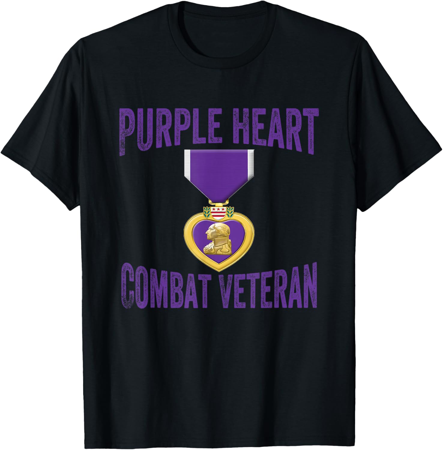 Purple Heart Combat Veteran - purple heart medal T-Shirt - T-Shirt | Black