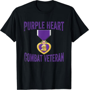 Purple Heart Combat Veteran - purple heart medal T-Shirt - T-Shirt | Black