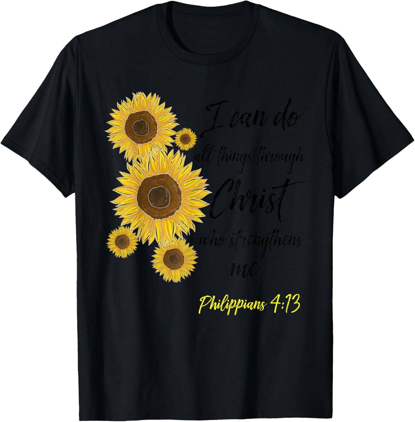 Cute Christian Sunflower Gift | Best Religious Women Moms T-Shirt - T-Shirt | Black