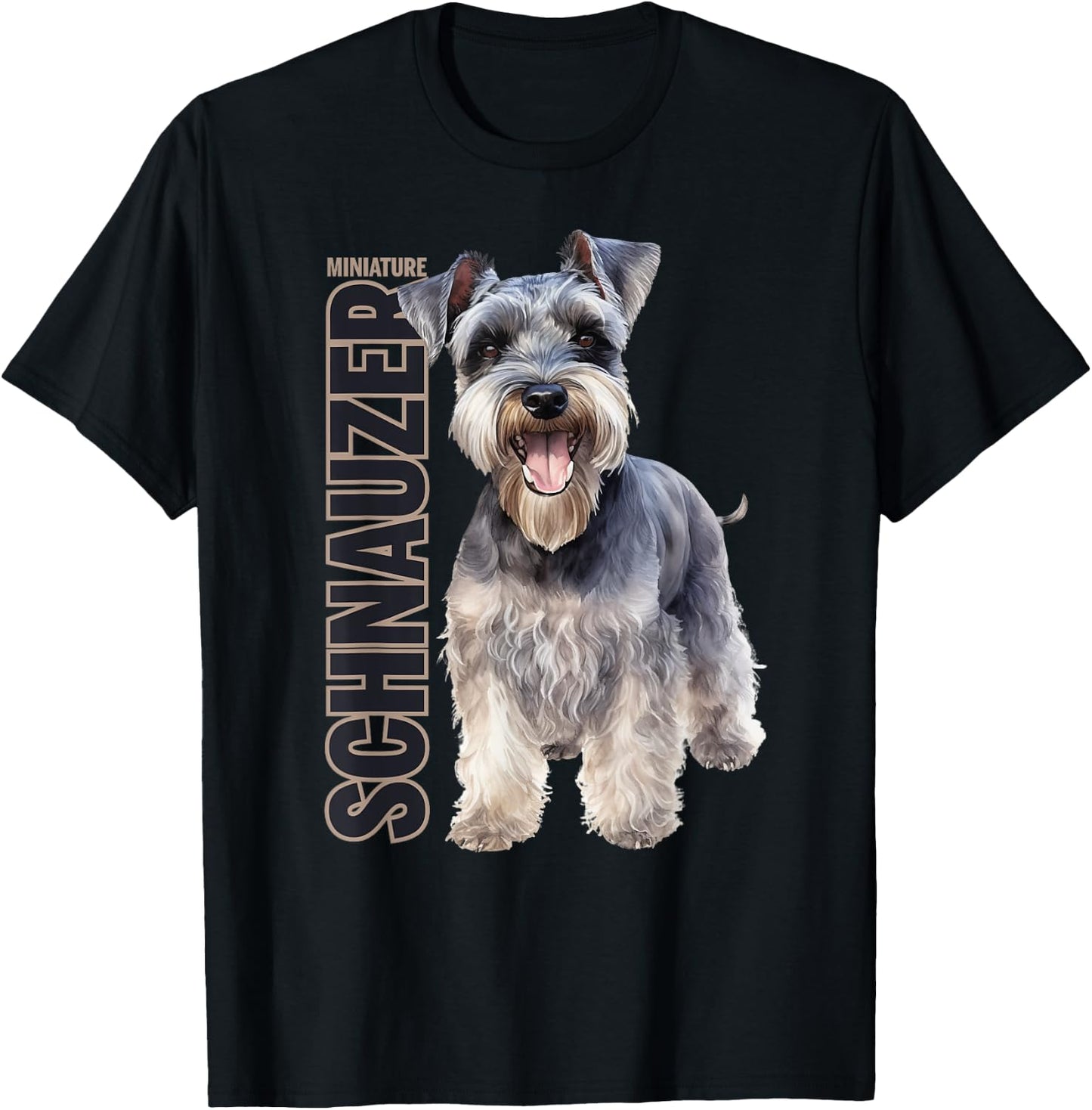 Miniature Schnauzer Watercolor T-Shirt - T-Shirt | Black