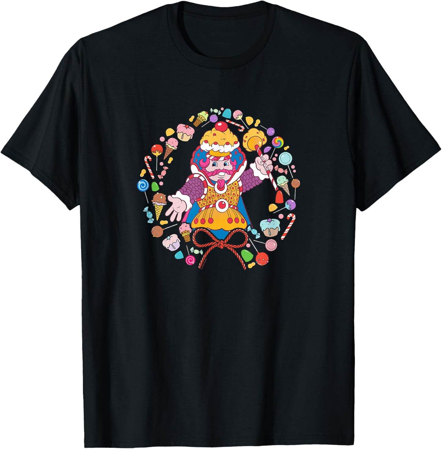 Candy Land Christmas King Kandy Wreath T-Shirt - T-Shirt | Black