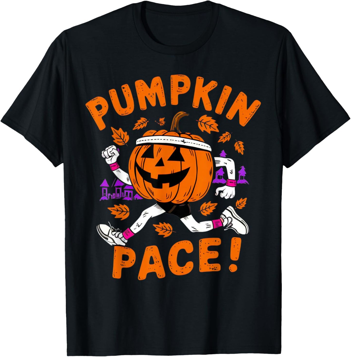 Funny Runner Costume Halloween Pumpkin Running Marathon Team T-Shirt - T-Shirt | Black
