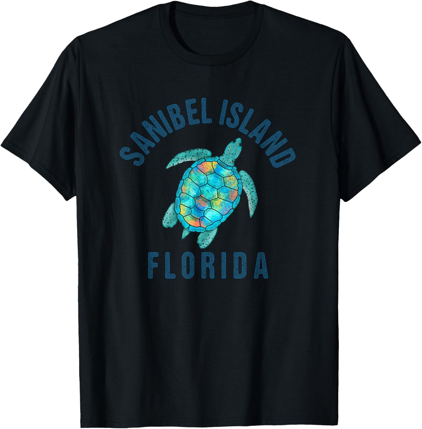 Sanibel Island Beach Design / Sea Turtle Illustration Gift T-Shirt - T-Shirt | Black