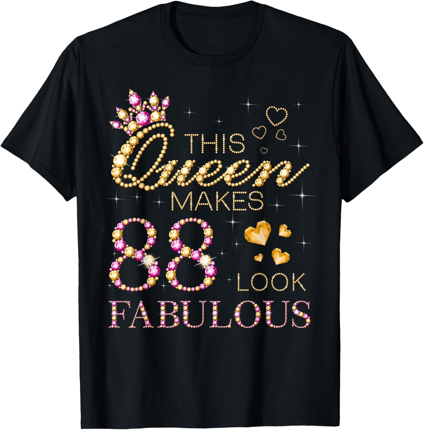This Queen Makes 88 Look Fabulous 88th Birthday Queen T-Shirt - T-Shirt | Black