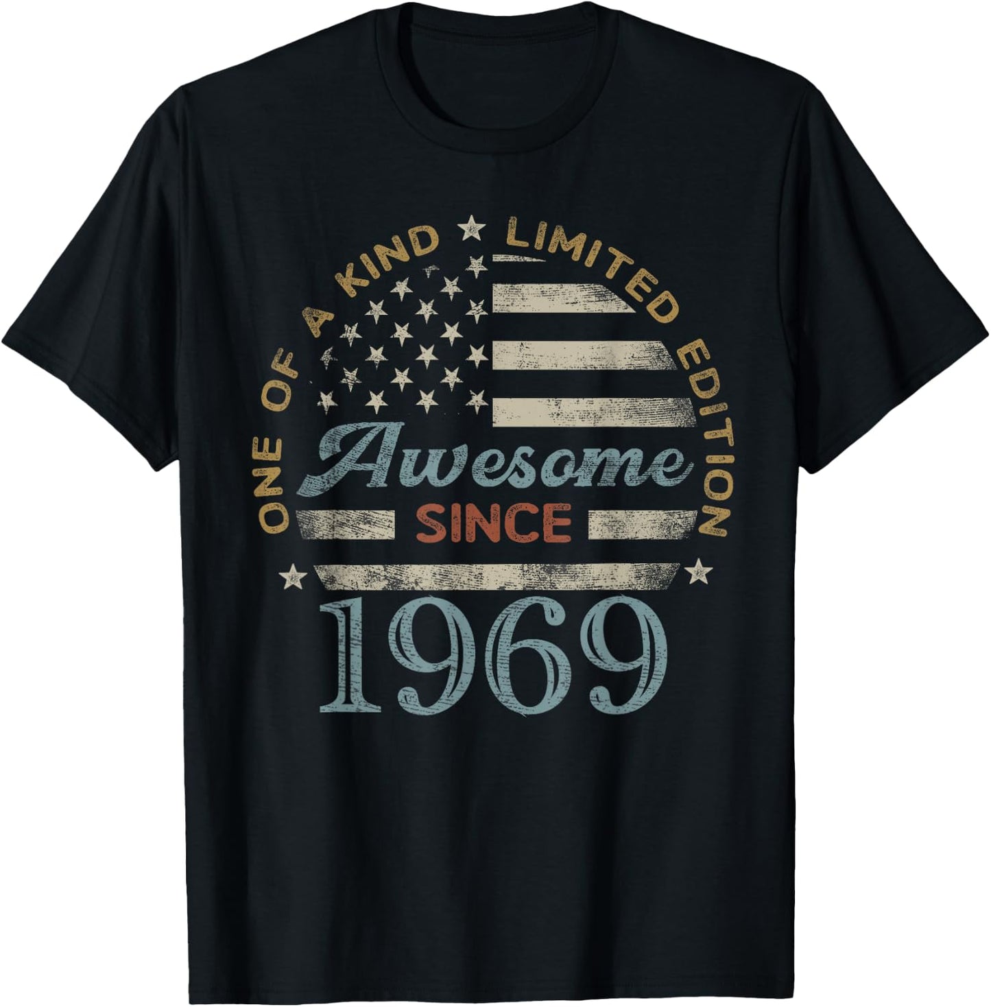 Awesome Since 1969 One of a Kind US Flag T-Shirt - T-Shirt | Black