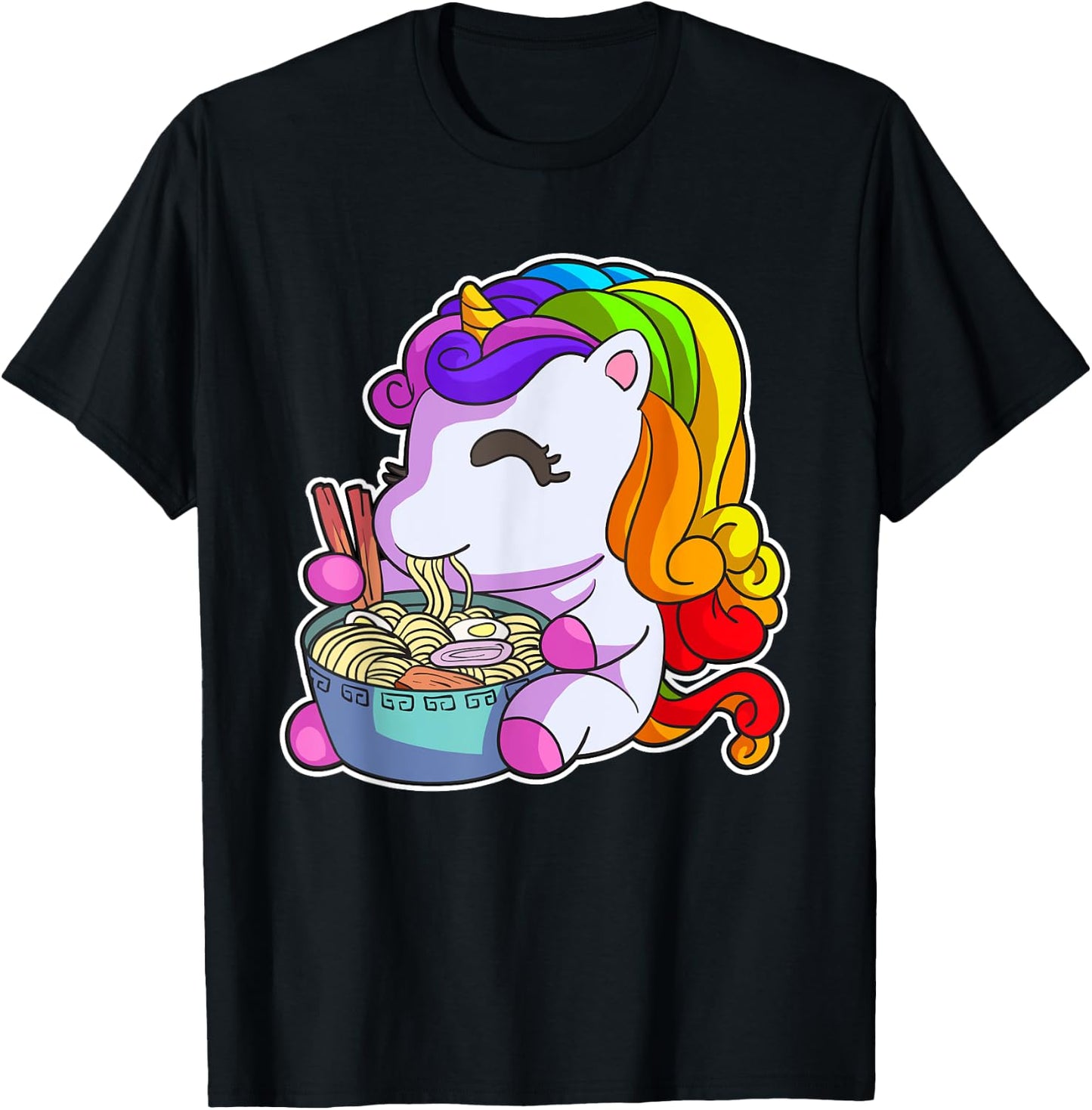 Kawaii Ramen Shirt Women Ramen Noodles Gift Unicorn Girls T-Shirt - T-Shirt | Black