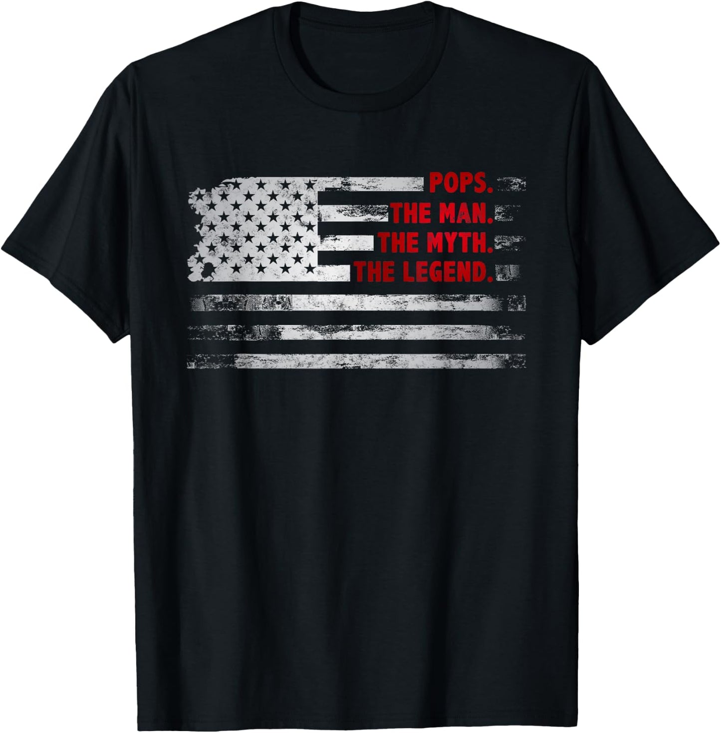 Pops The Man Myth Legend American USA flag Father’s day gift T-Shirt - T-Shirt | Black