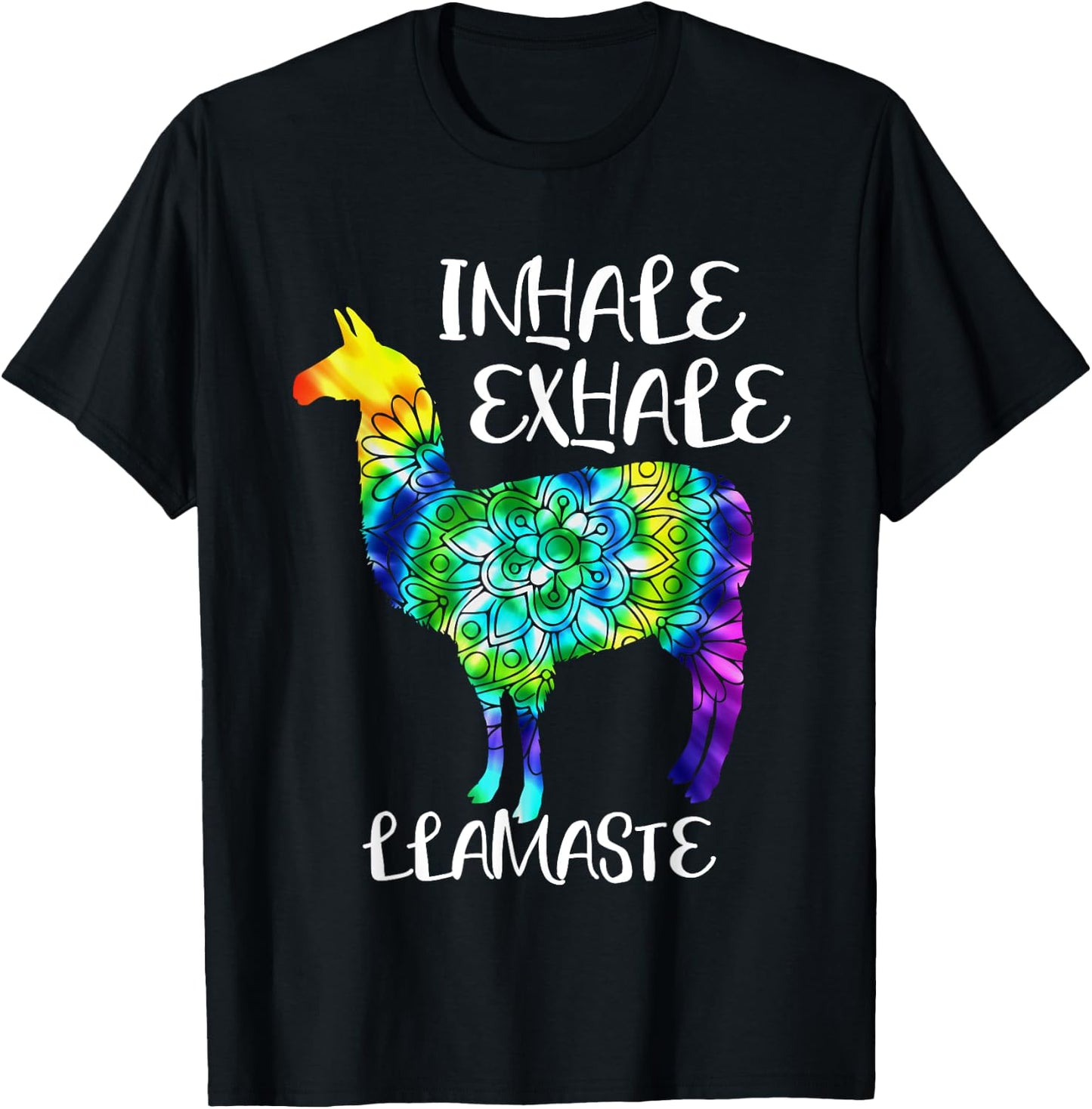 Inhale Exhale Llamaste Namaste Llama ,Cute Llama Yoga T-Shirt - T-Shirt | Black