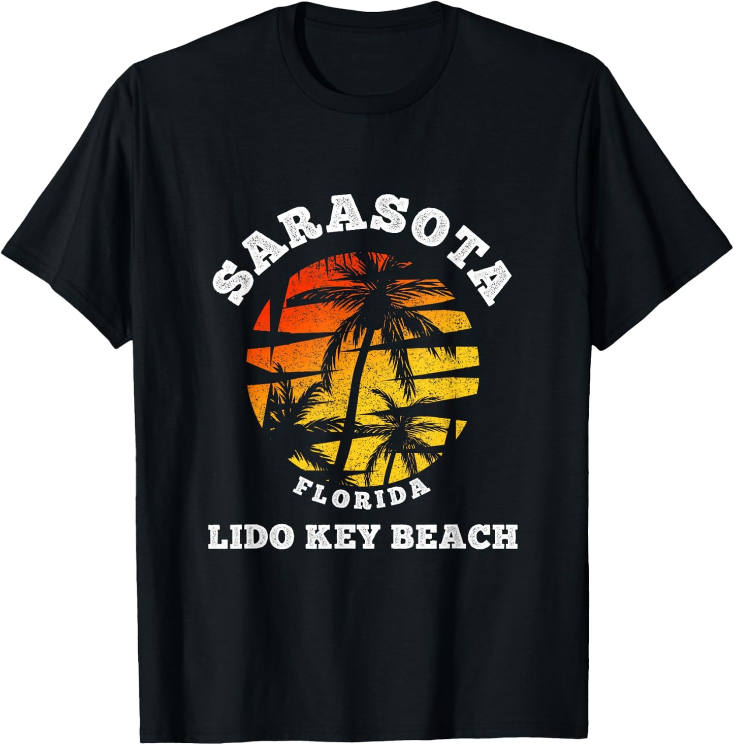 Lido Key Beach Florida Sarasota Retro Beach Summer Holiday T-Shirt - T-Shirt | Black