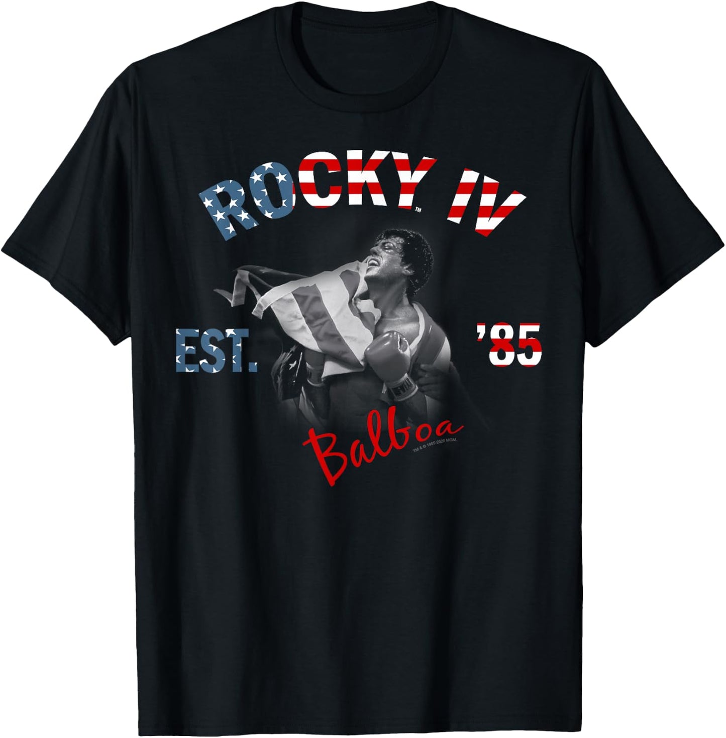Rocky IV Est. '85 American Flag Fill T-Shirt - T-Shirt | Black