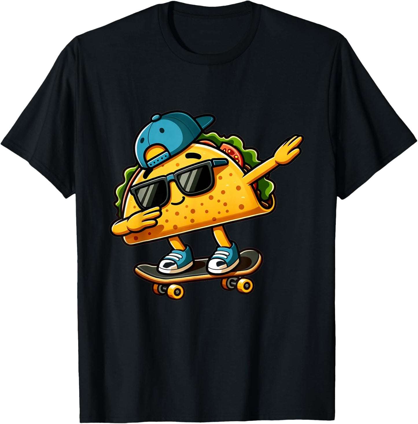 Dabbing Taco Skater Fun T-Shirt - T-Shirt | Black