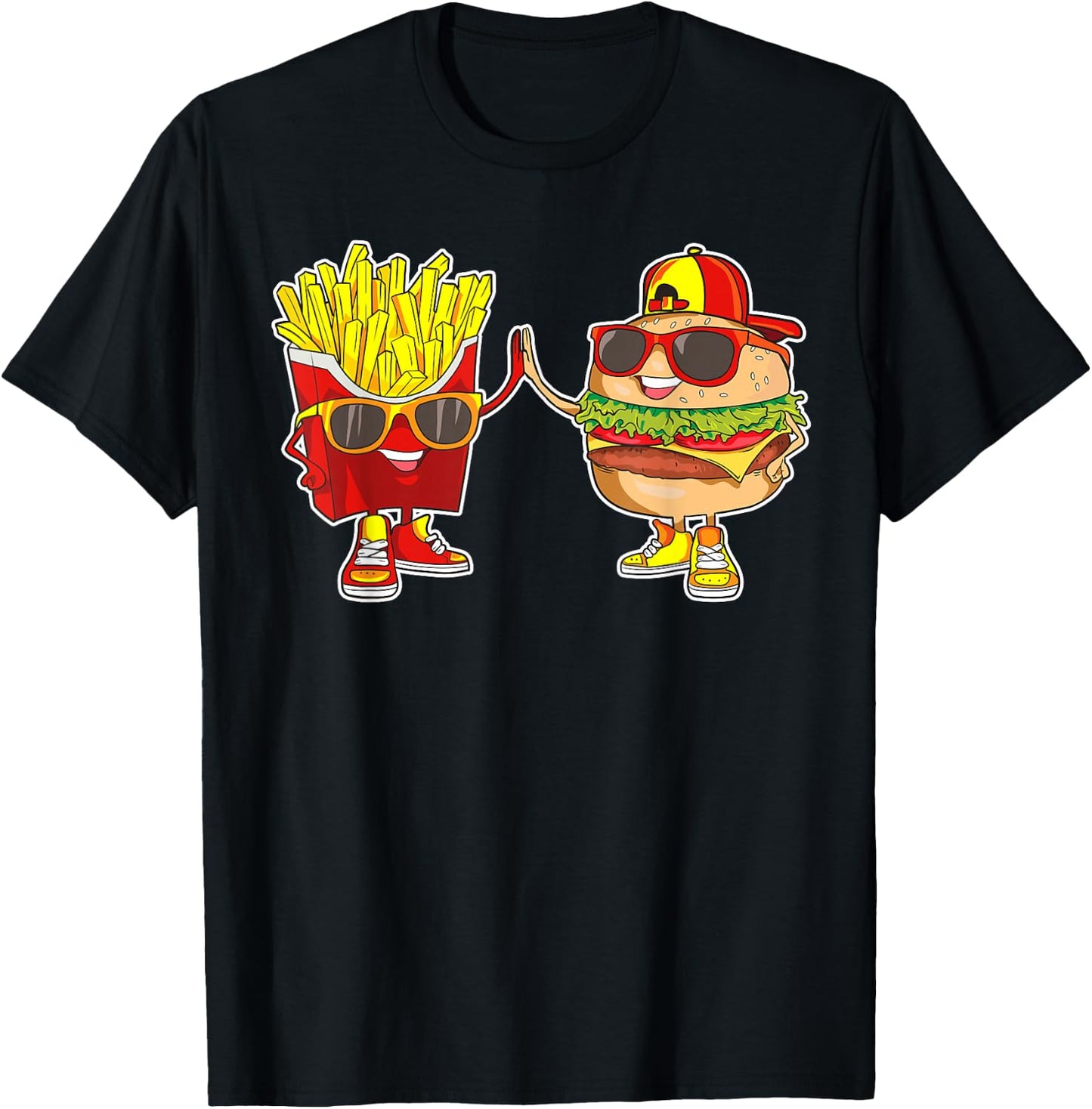 Burger and Fries Trendy Weird BFF Fast Food Who Love Summer T-Shirt - T-Shirt | Black