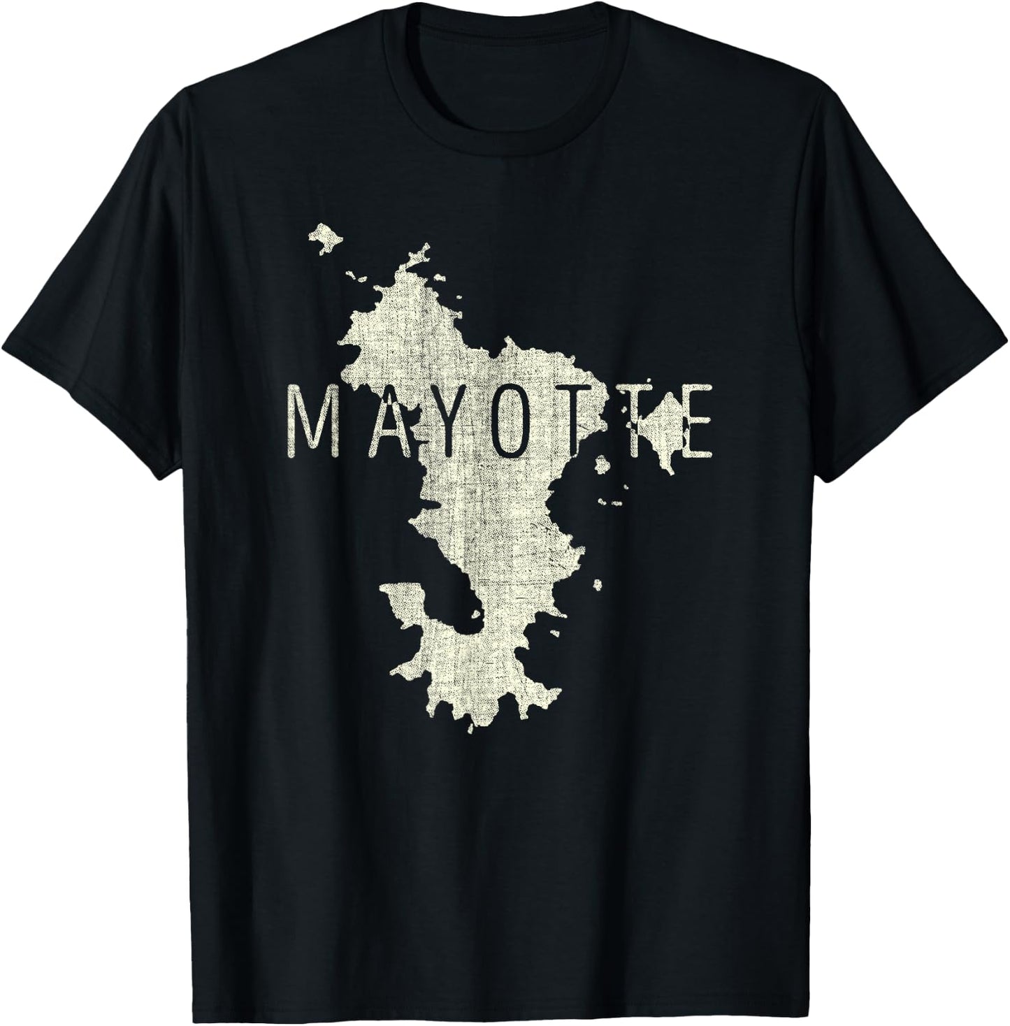 Mayotte Map Word Art - Distressed French Island Souvenir T-Shirt - T-Shirt | Black
