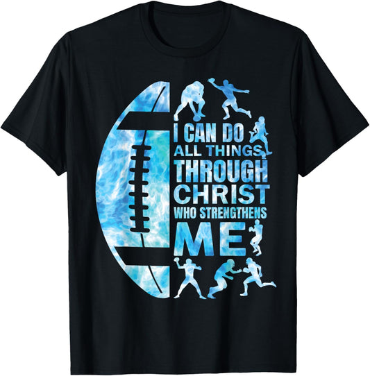 Football-Shirt Christian Women Boys Men Christ Religious T-Shirt - T-Shirt | Black