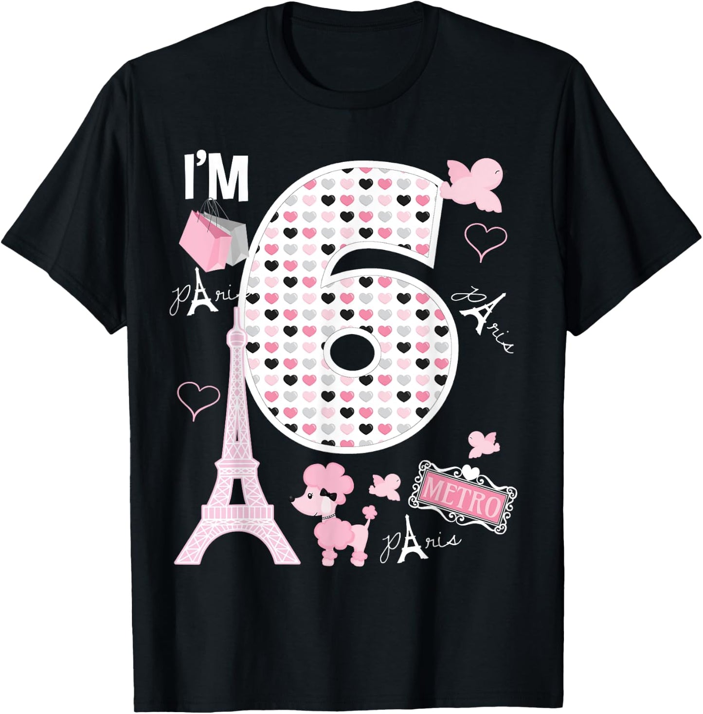 Paris 6th Birthday Girl Paris 6 Year Old Matching Family T-Shirt - T-Shirt | Black
