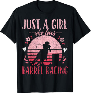 Barrel Racer Just a Girl Who Loves Barrel Racing Vintage T-Shirt - T-Shirt | Black