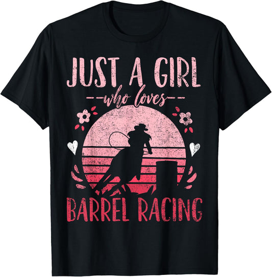 Barrel Racer Just a Girl Who Loves Barrel Racing Vintage T-Shirt - T-Shirt | Black