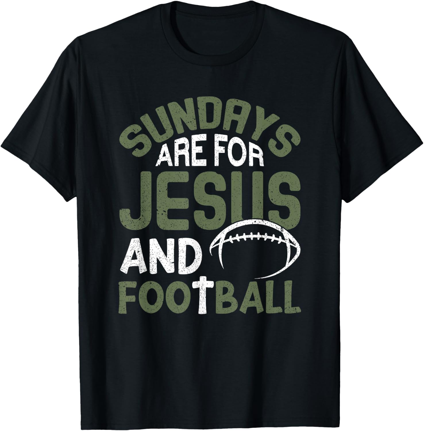 Sundays Are For Jesus & Football Draft Day Fantasy Football T-Shirt - T-Shirt | Black