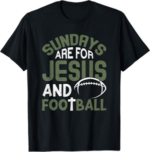 Sundays Are For Jesus & Football Draft Day Fantasy Football T-Shirt - T-Shirt | Black