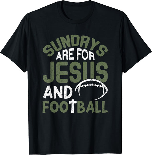 Sundays Are For Jesus & Football Draft Day Fantasy Football T-Shirt - T-Shirt | Black