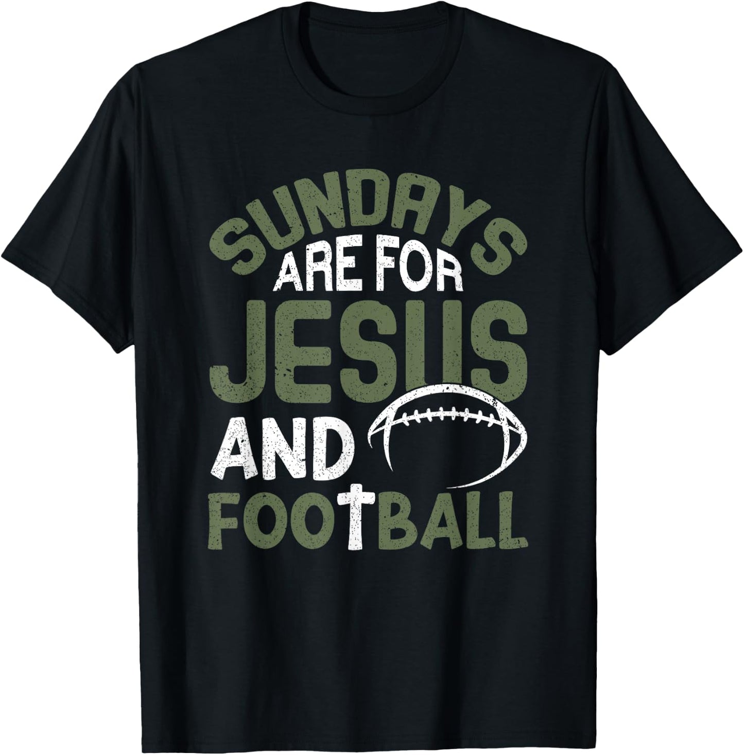 Sundays Are For Jesus & Football Draft Day Fantasy Football T-Shirt - T-Shirt | Black