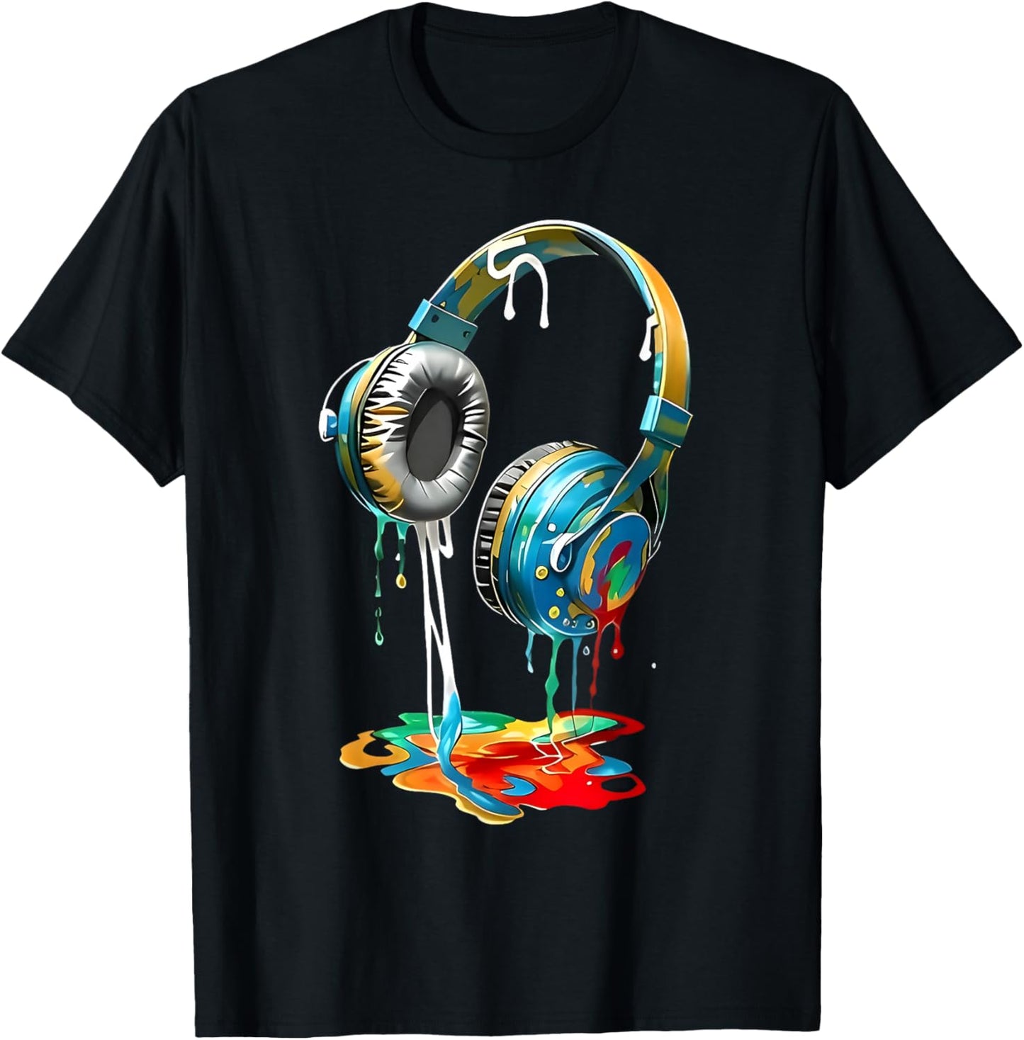 Colorful Headphones Music Lover Gifts Musican Music DJs T-Shirt - T-Shirt | Black