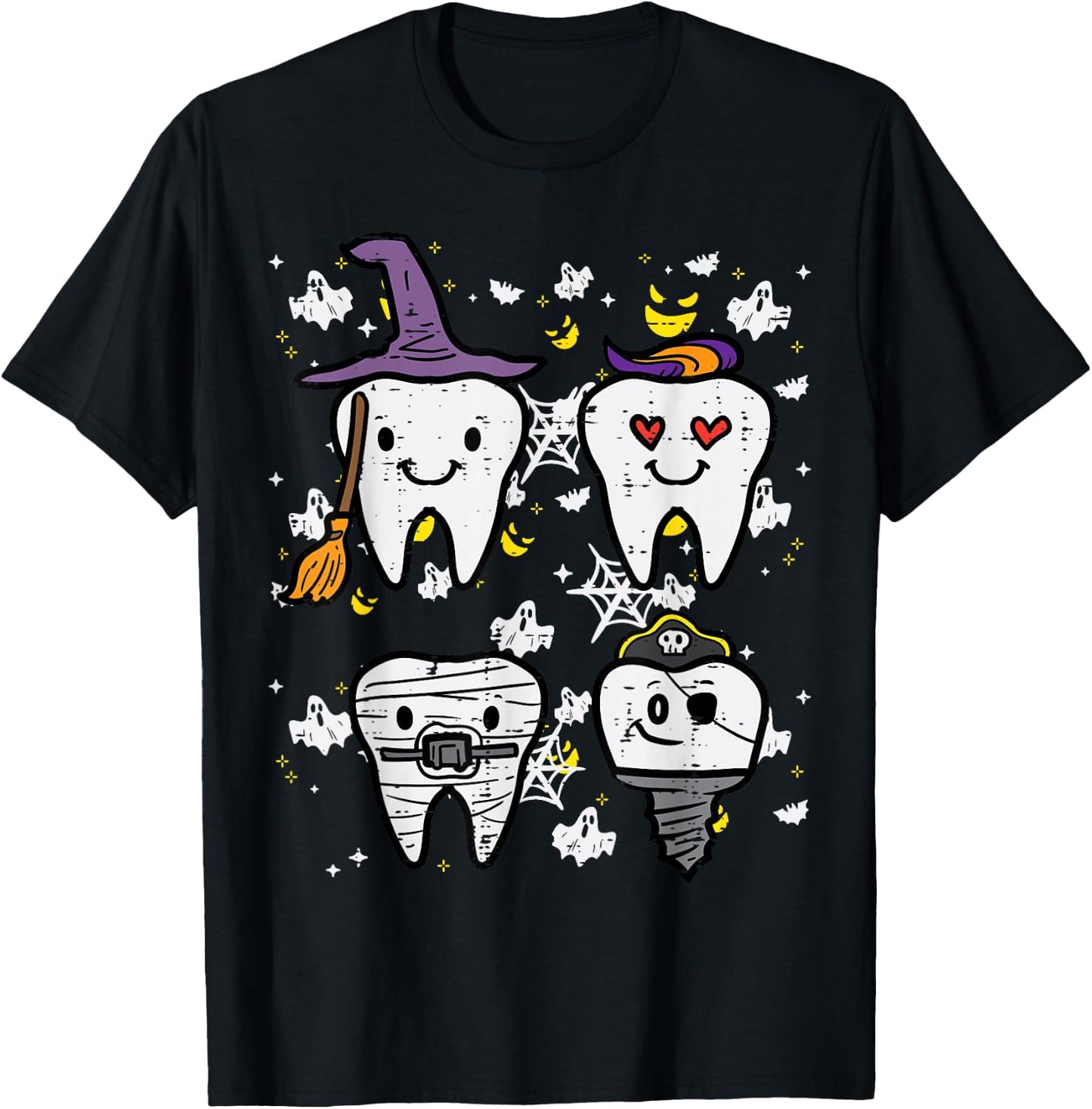 Halloween Dentist Witch Teeth Dental Crew Costume Men Women T-Shirt - T-Shirt | Black