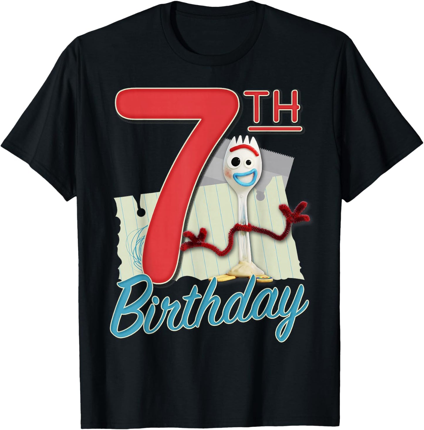 Disney Pixar Toy Story 4 Forky 7th Birthday T-Shirt - T-Shirt | Black