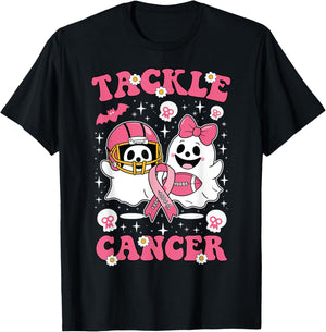 Tackle Football Pink Halloween Breast Cancer Awareness 2024 T-Shirt - T-Shirt | Black