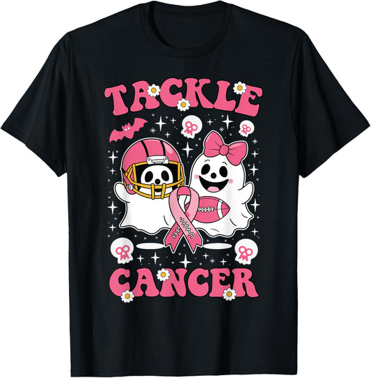 Tackle Football Pink Halloween Breast Cancer Awareness 2024 T-Shirt - T-Shirt | Black