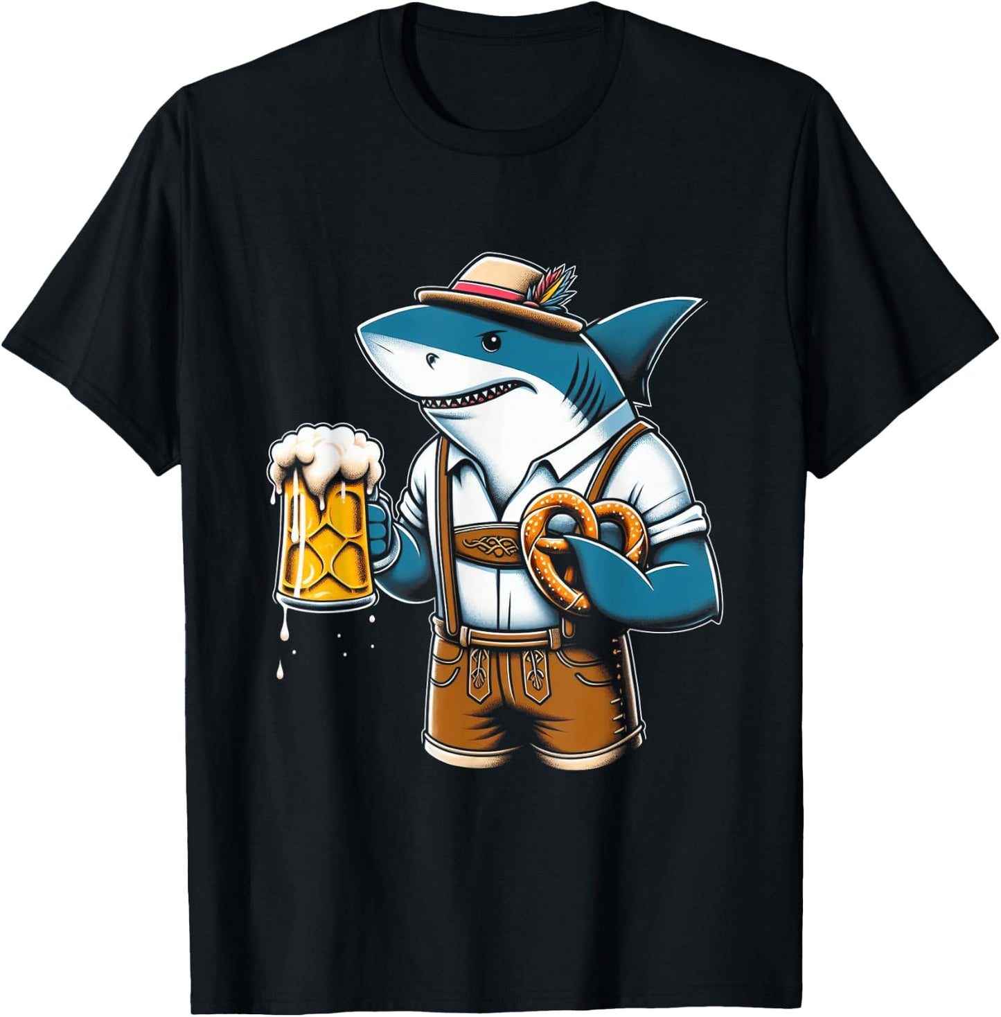 German Oktoberfest Shark Funny Bavarian Men Women T-Shirt - T-Shirt | Black