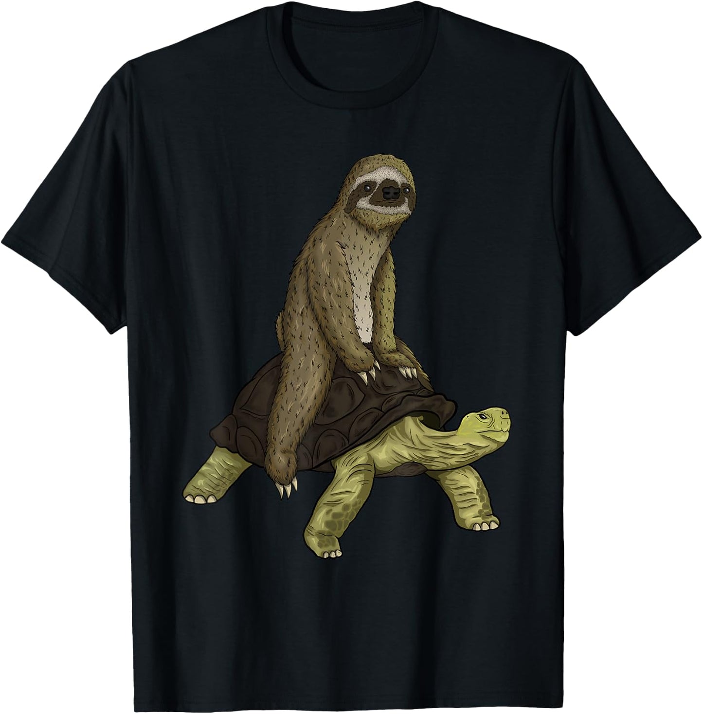Sloth Turtle Shirt Sloth Riding Tortoise Speed is Relative T-Shirt - T-Shirt | Black