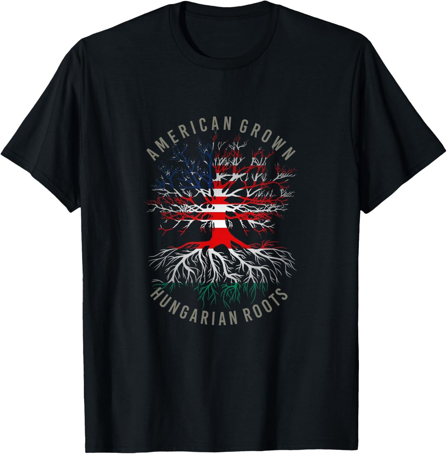 American Grown Hungarian Roots USA Hungary Flag Heritage T-Shirt - T-Shirt | Black