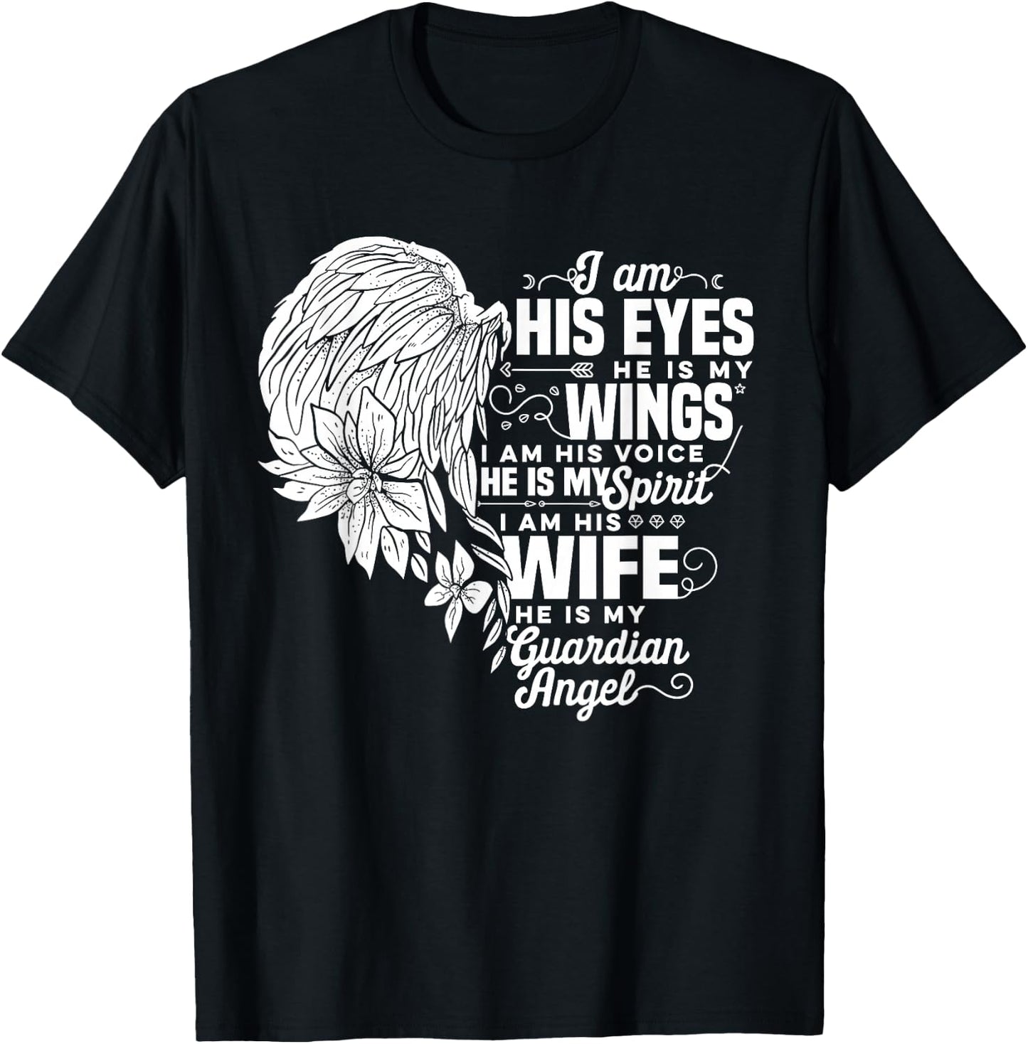 My Husband Is My Guardian Angel Widowed Wife Memorial Day T-Shirt - T-Shirt | Black