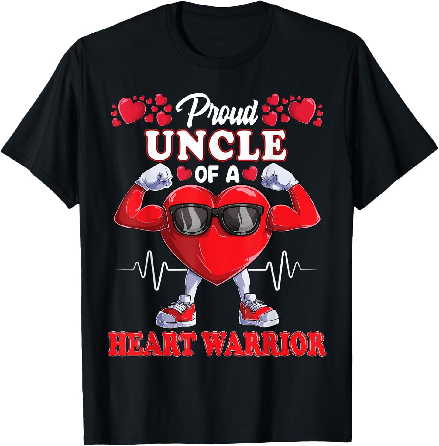 Proud Uncle of a Heart Warrior CHD Awareness T-Shirt - T-Shirt | Black