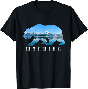 Wyoming Bear & Grand Teton National Park Image Souvenir T-Shirt - T-Shirt | Black