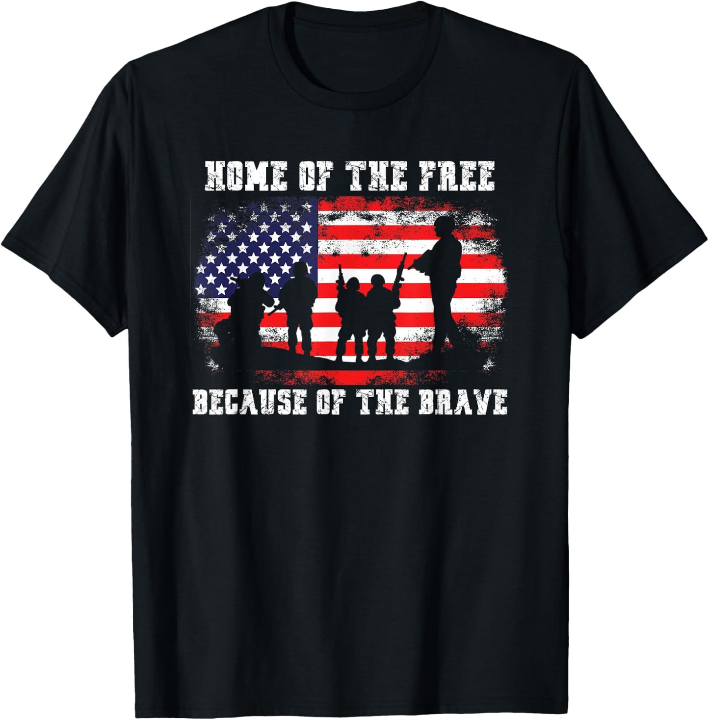Home of The Free Because of The Brave American Flag T-Shirt - T-Shirt | Black