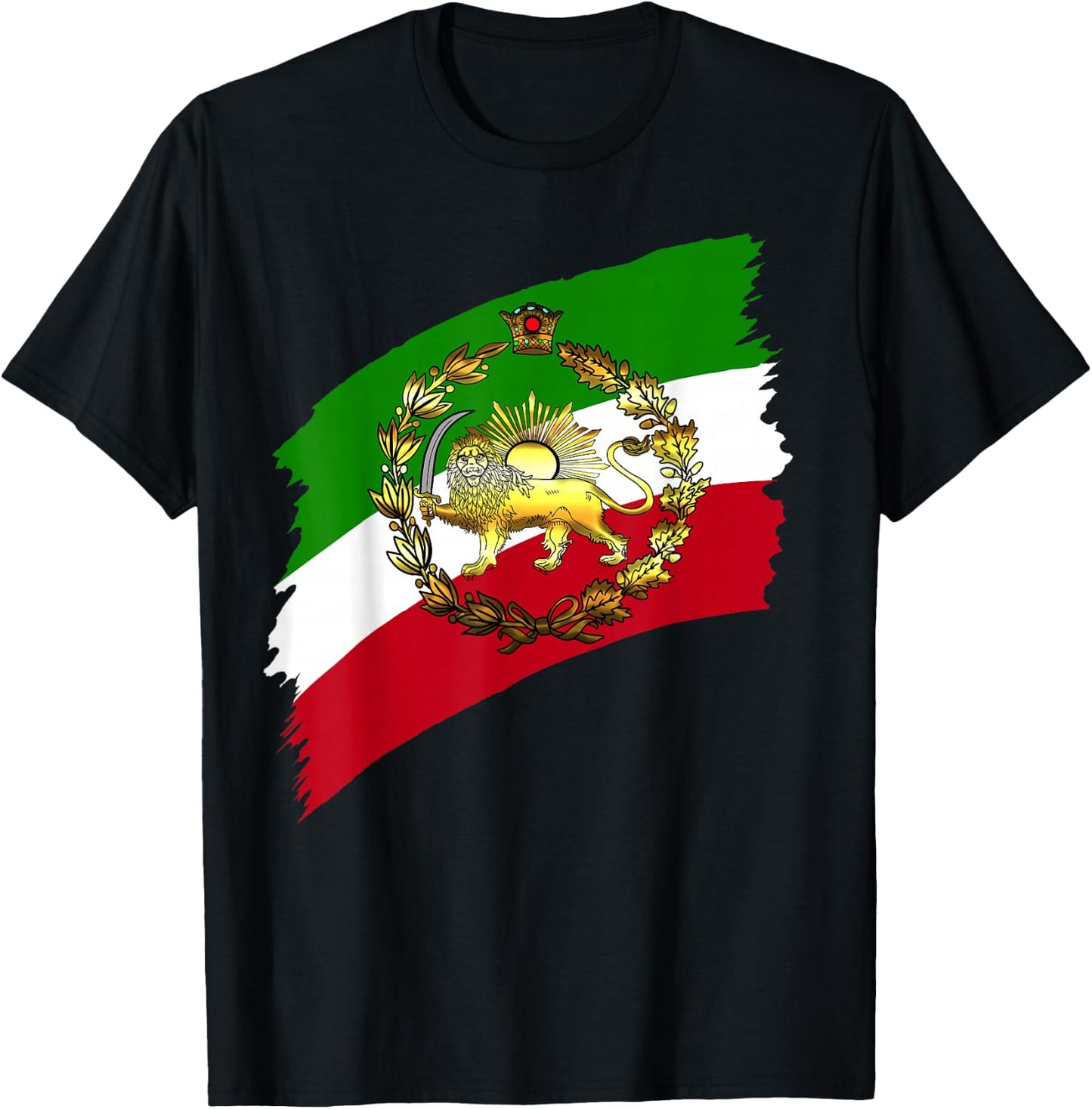 Iran flag with lion and crown T-Shirt - T-Shirt | Black