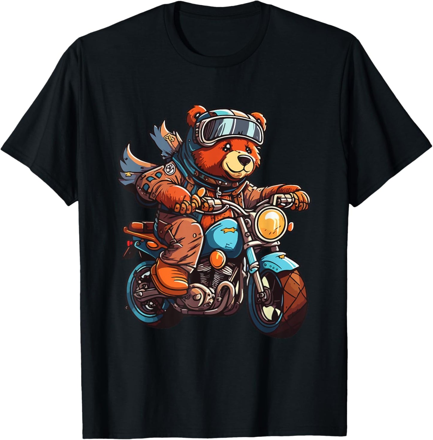 Bear on motorcycle riding biker motorcyclist T-Shirt - T-Shirt | Black