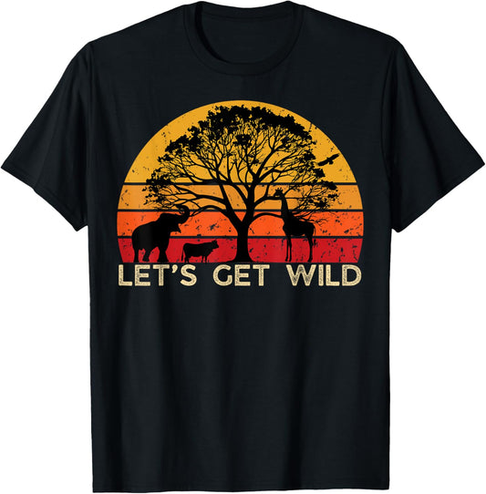 Zoo Animals Wildlife Birthday Party Let's Get Wild Safari T-Shirt - T-Shirt | Black