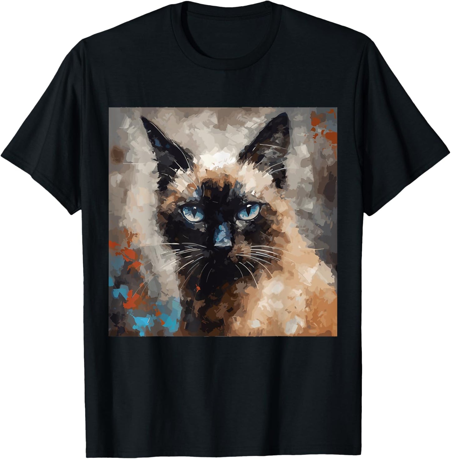 Siamese Cat Kitten Painting Cat Lover Funny Siamois Kitty T-Shirt - T-Shirt | Black