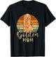 Golden Mom Retro Sunset Golden Retriever Lover Gift Dog Mama T-Shirt - T-Shirt | Black