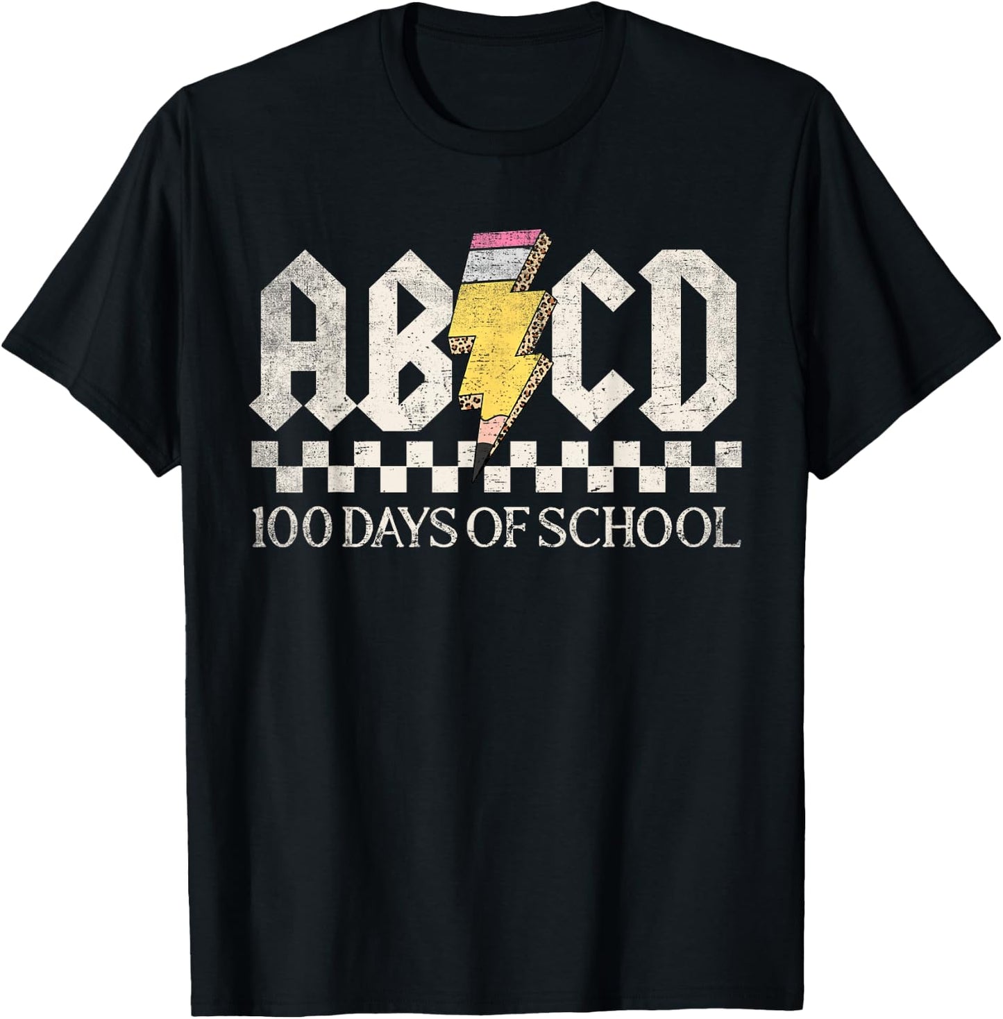 Boys Girls Teachers Rock 100 Days Of School ABCD 100th Day T-Shirt - T-Shirt | Black