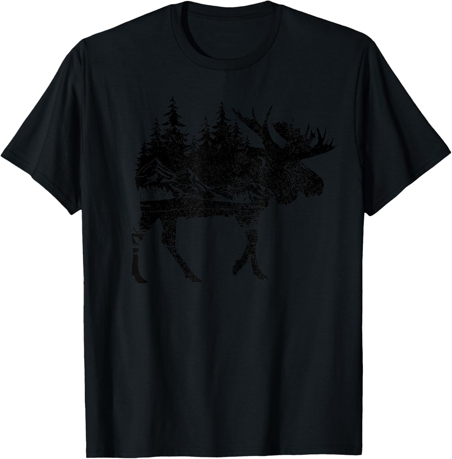 Moose Nature Alaska Hiking Fishing Camping Hunting T-Shirt - T-Shirt | Black