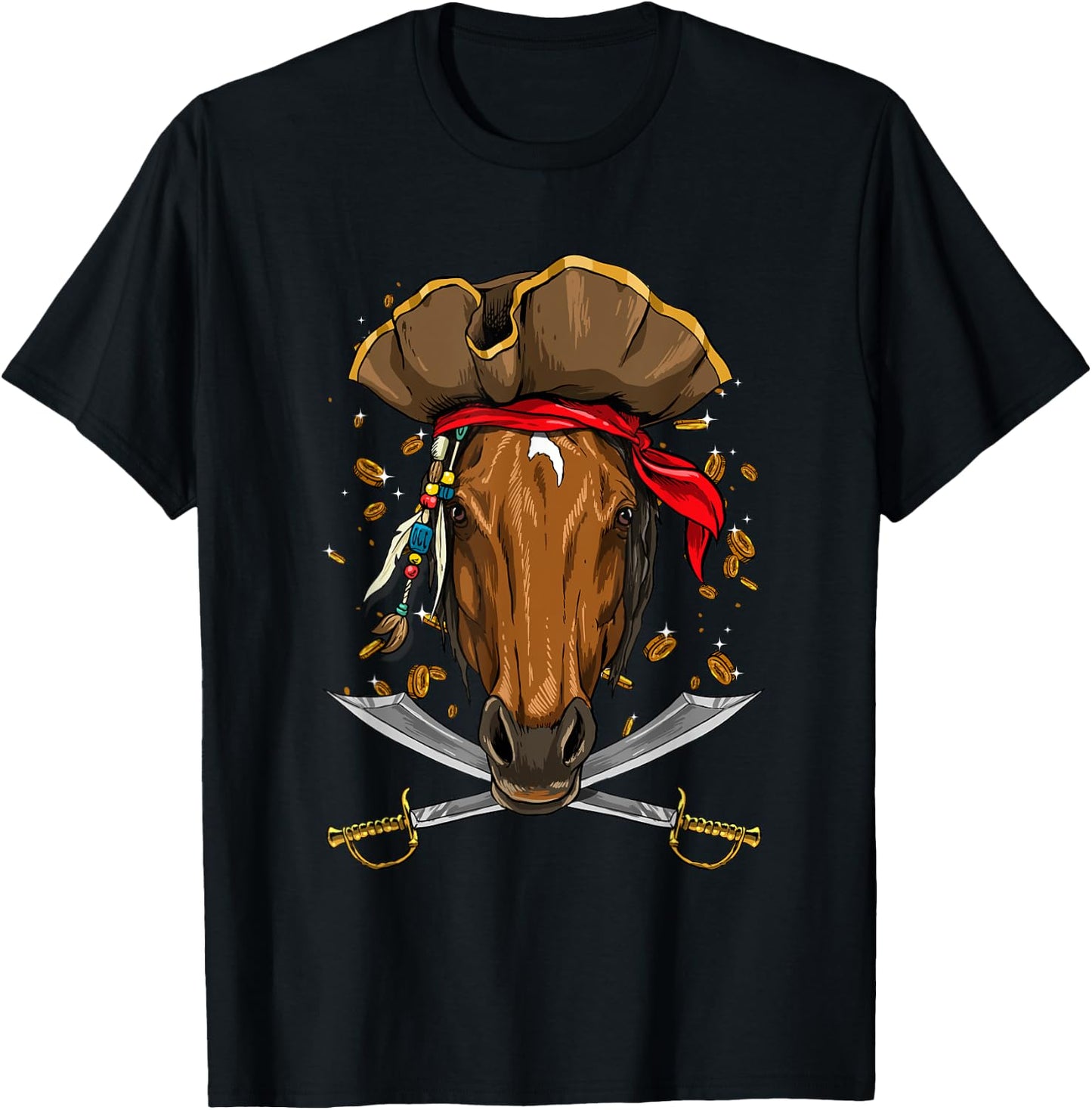 Pirate Horse Jolly Roger Halloween Equestrian Horse Lover T-Shirt - T-Shirt | Black