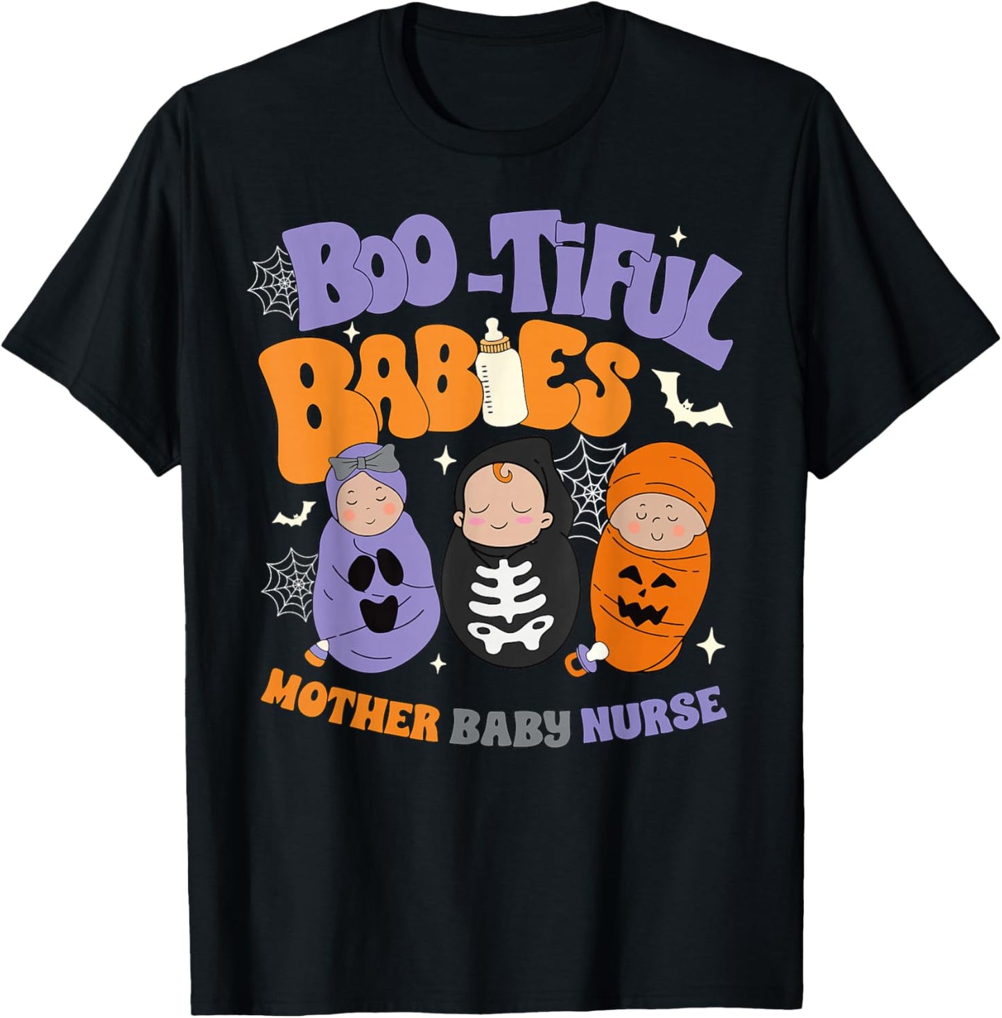 Boo-tiful Babies Mother Baby Nurse Halloween Spooky Season T-Shirt - T-Shirt | Black