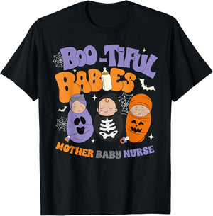 Boo-tiful Babies Mother Baby Nurse Halloween Spooky Season T-Shirt - T-Shirt | Black