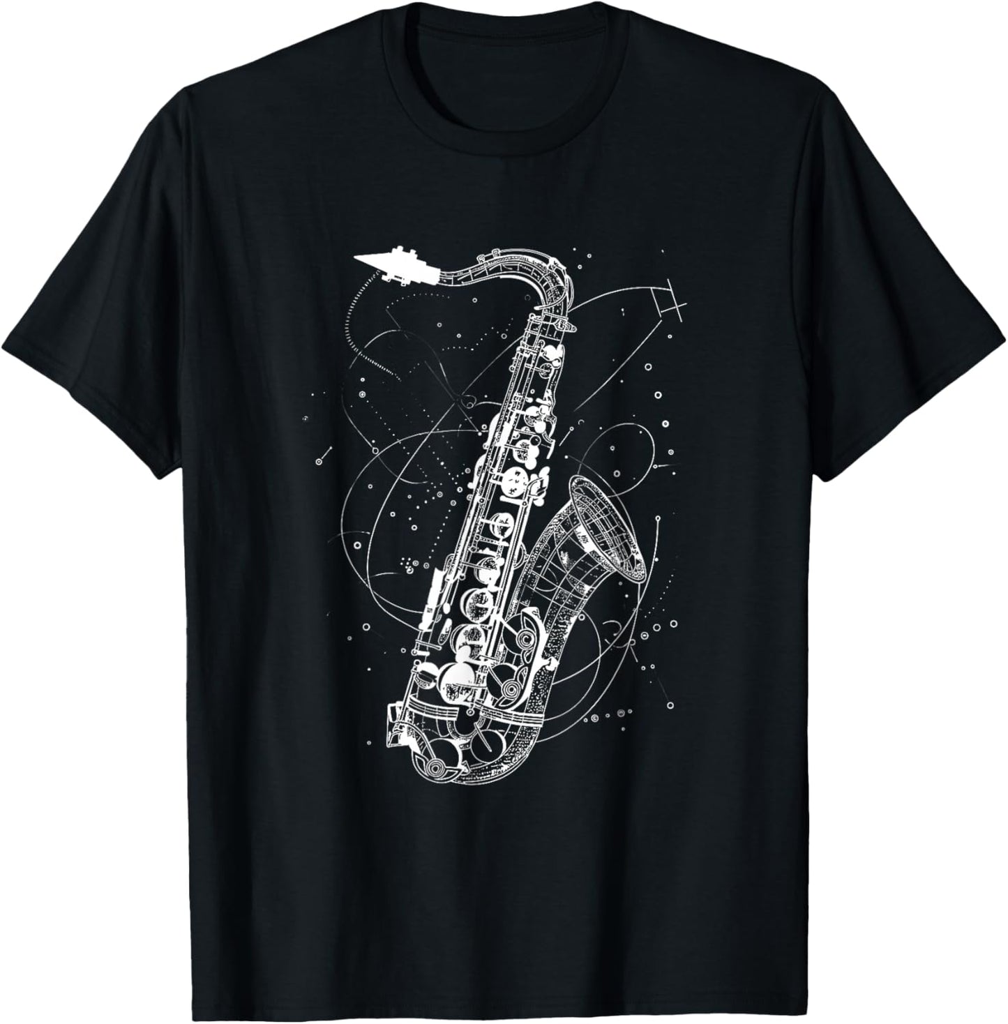 Saxophone Sketch Jazz Music Orchestra T-Shirt - T-Shirt | Black